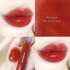 Son Romand Glasting Water Tint 03 Brick River là tone màu đỏ gạch xinh xắn, trắng da